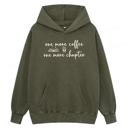 Pagewing Just One More Coffee and Books Unisex Washed Hoodie