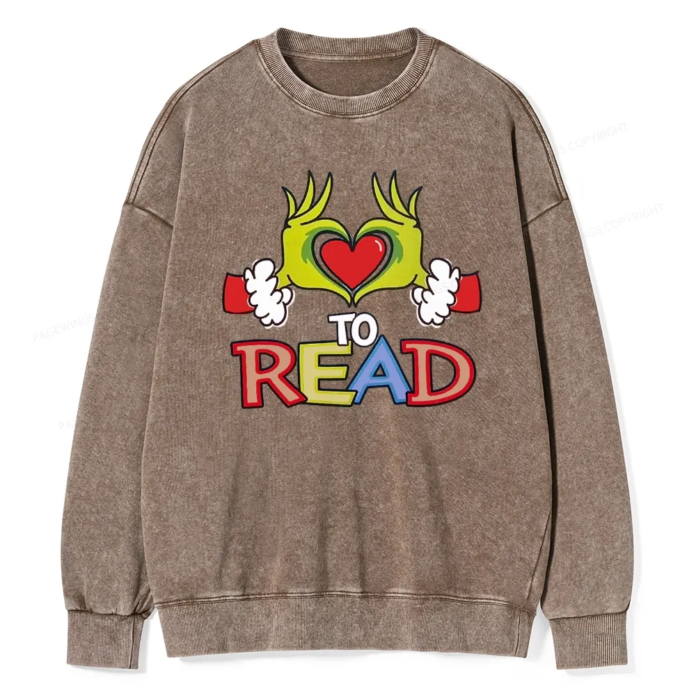 Pagewings Every Month Library Activities Unisex Washed Sweatshirt