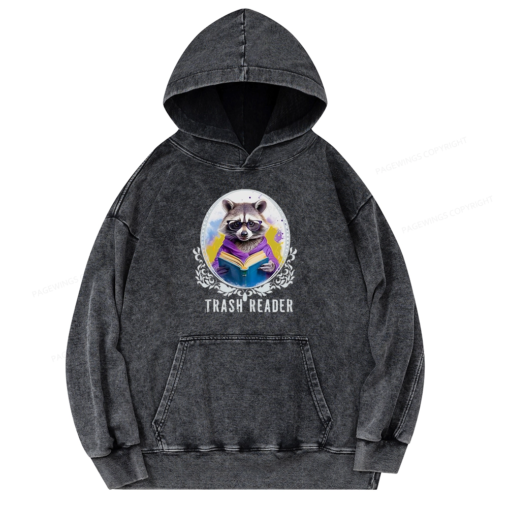 Pagewings Trash Reader Unisex Washed Hoodie