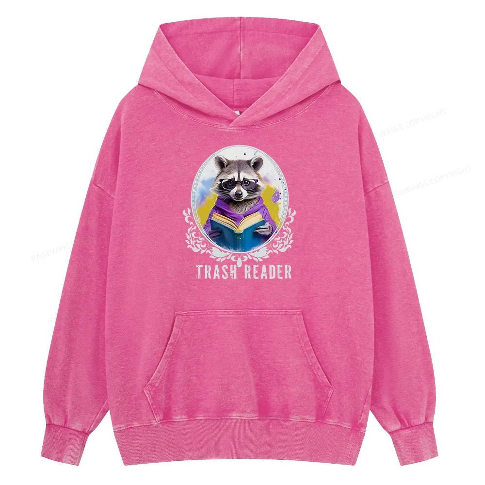 Pagewings Trash Reader Unisex Washed Hoodie