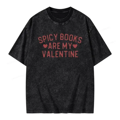 Pagewings Spicy Books Are My Valentine Unisex Washed T-shirt