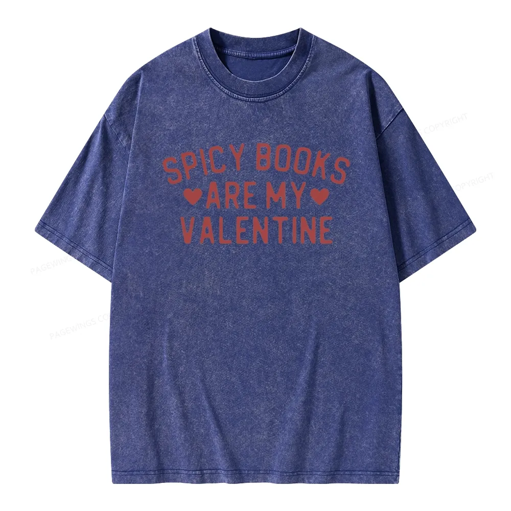 Pagewings Spicy Books Are My Valentine Unisex Washed T-shirt