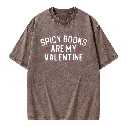 Pagewings Spicy Books Are My Valentine Unisex Washed T-shirt