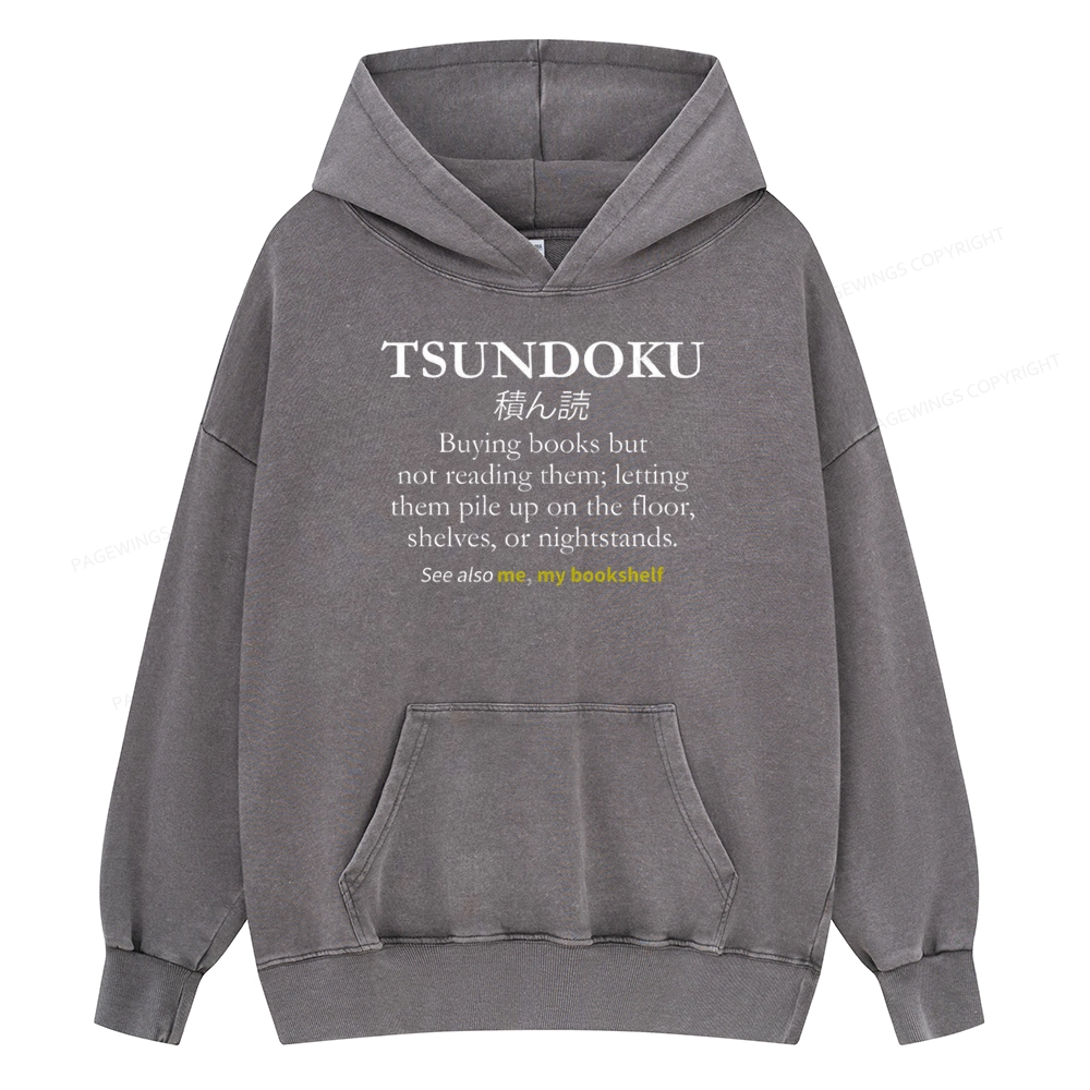Pagewings Tsundoku Reader Unisex Washed Hoodie