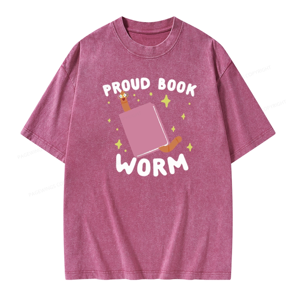 Pagewings Proud Book Worm - Book lover Unisex Washed T-shirt