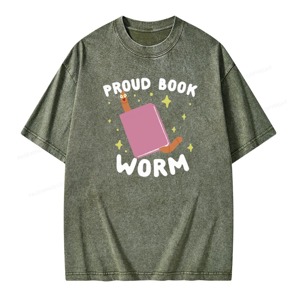 Pagewings Proud Book Worm - Book lover Unisex Washed T-shirt