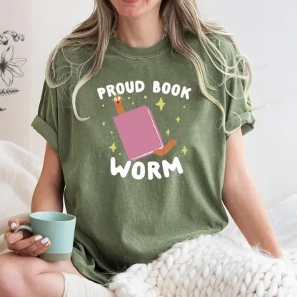 Pagewings Proud Book Worm - Book lover Unisex Washed T-shirt