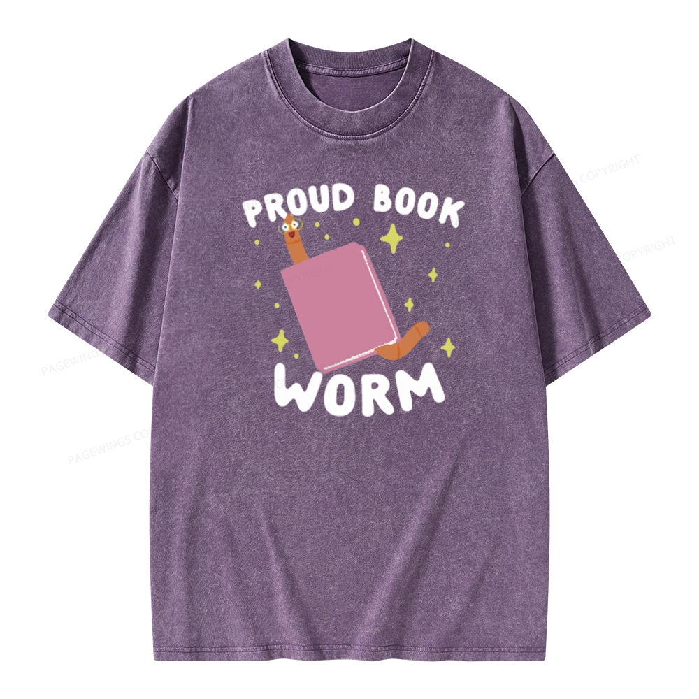 Pagewings Proud Book Worm - Book lover Unisex Washed T-shirt