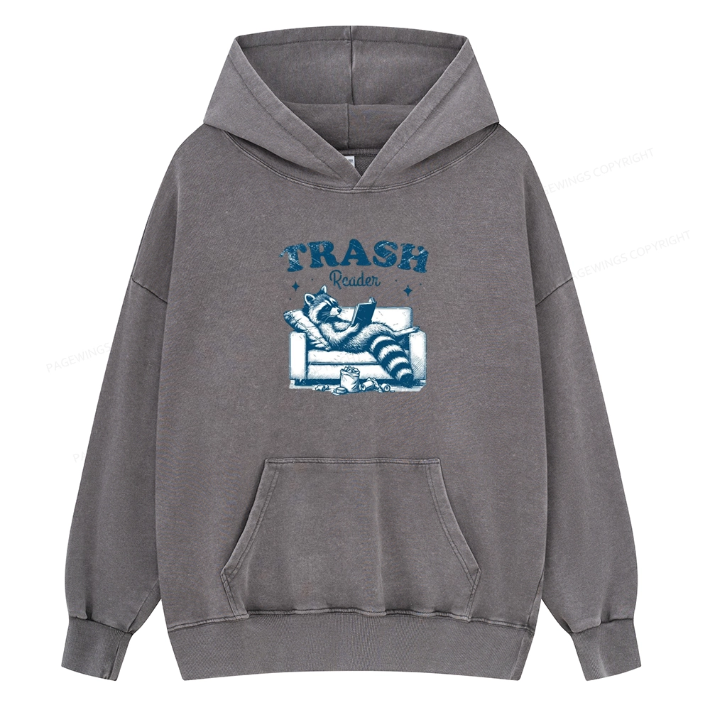 Pagewings Trash Reader Unisex Washed Hoodie