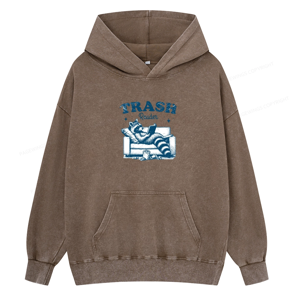 Pagewings Trash Reader Unisex Washed Hoodie