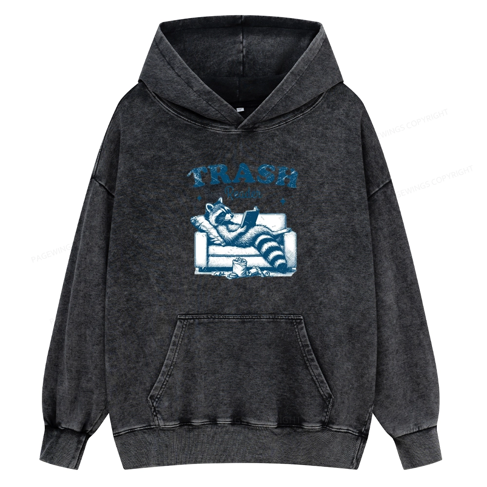 Pagewings Trash Reader Unisex Washed Hoodie