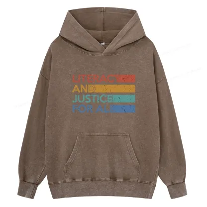 Pagewing Literacy and Justice For All Unisex Washed Hoodie