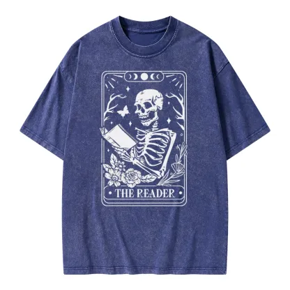 Pagewings The Reader Tarot Card Unisex Washed T-shirt
