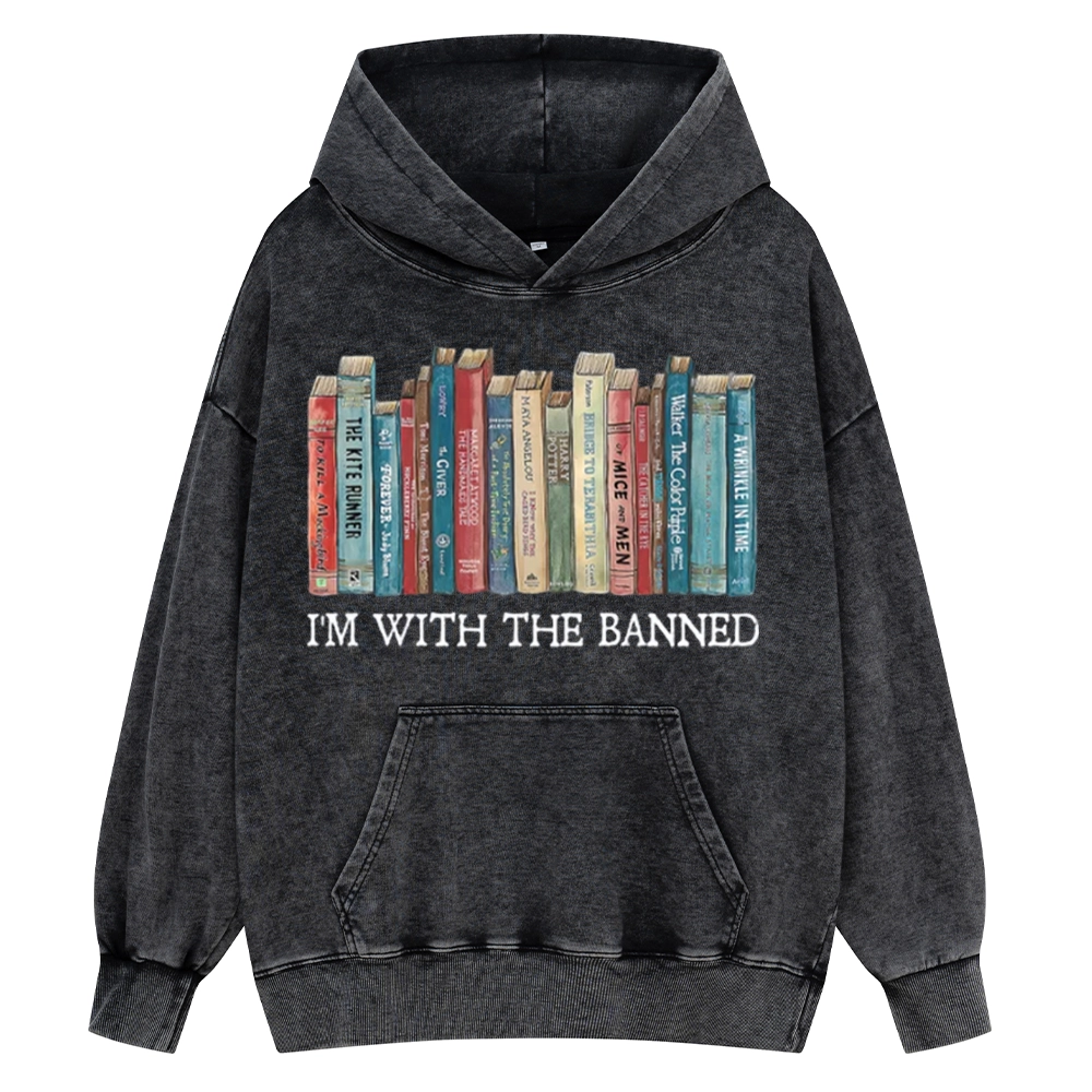 Pagewings I'm With The Banned Unisex Washed Hoodie