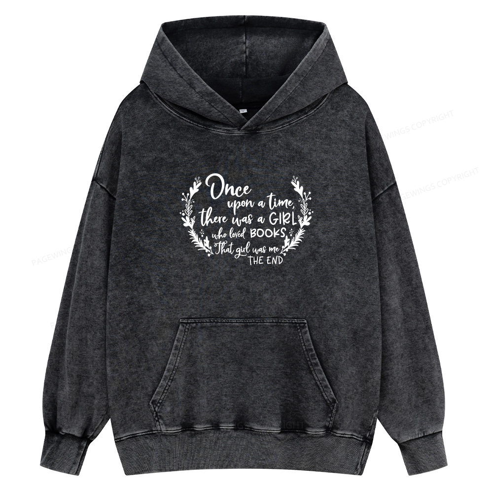 Pagewings There Was A Girl Who Loved Books Unisex Washed Hoodie