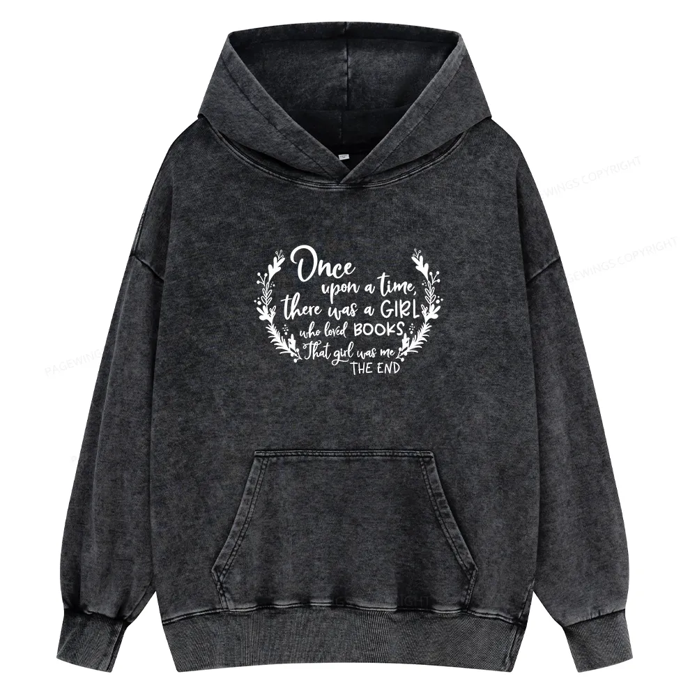 Pagewings There Was A Girl Who Loved Books Unisex Washed Hoodie