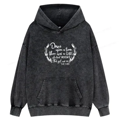 Pagewings There Was A Girl Who Loved Books Unisex Washed Hoodie