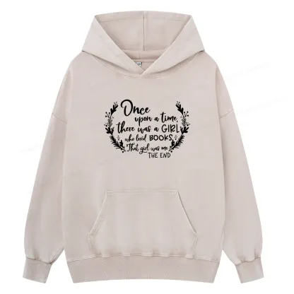 Pagewings There Was A Girl Who Loved Books Unisex Washed Hoodie
