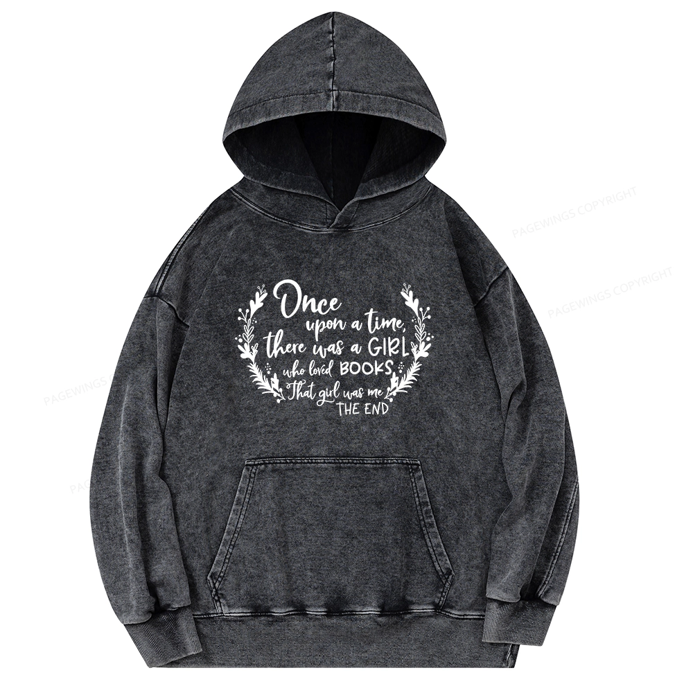 Pagewings There Was A Girl Who Loved Books Unisex Washed Hoodie