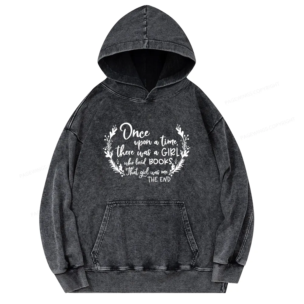 Pagewings There Was A Girl Who Loved Books Unisex Washed Hoodie