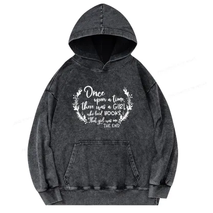 Pagewings There Was A Girl Who Loved Books Unisex Washed Hoodie