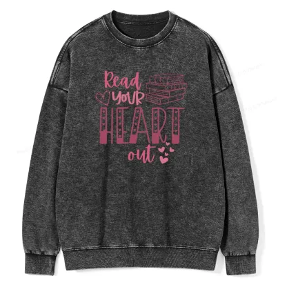 Pagewings Read Your Heart Out Book Unisex Washed Sweatshirt