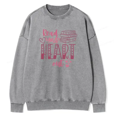 Pagewings Read Your Heart Out Book Unisex Washed Sweatshirt