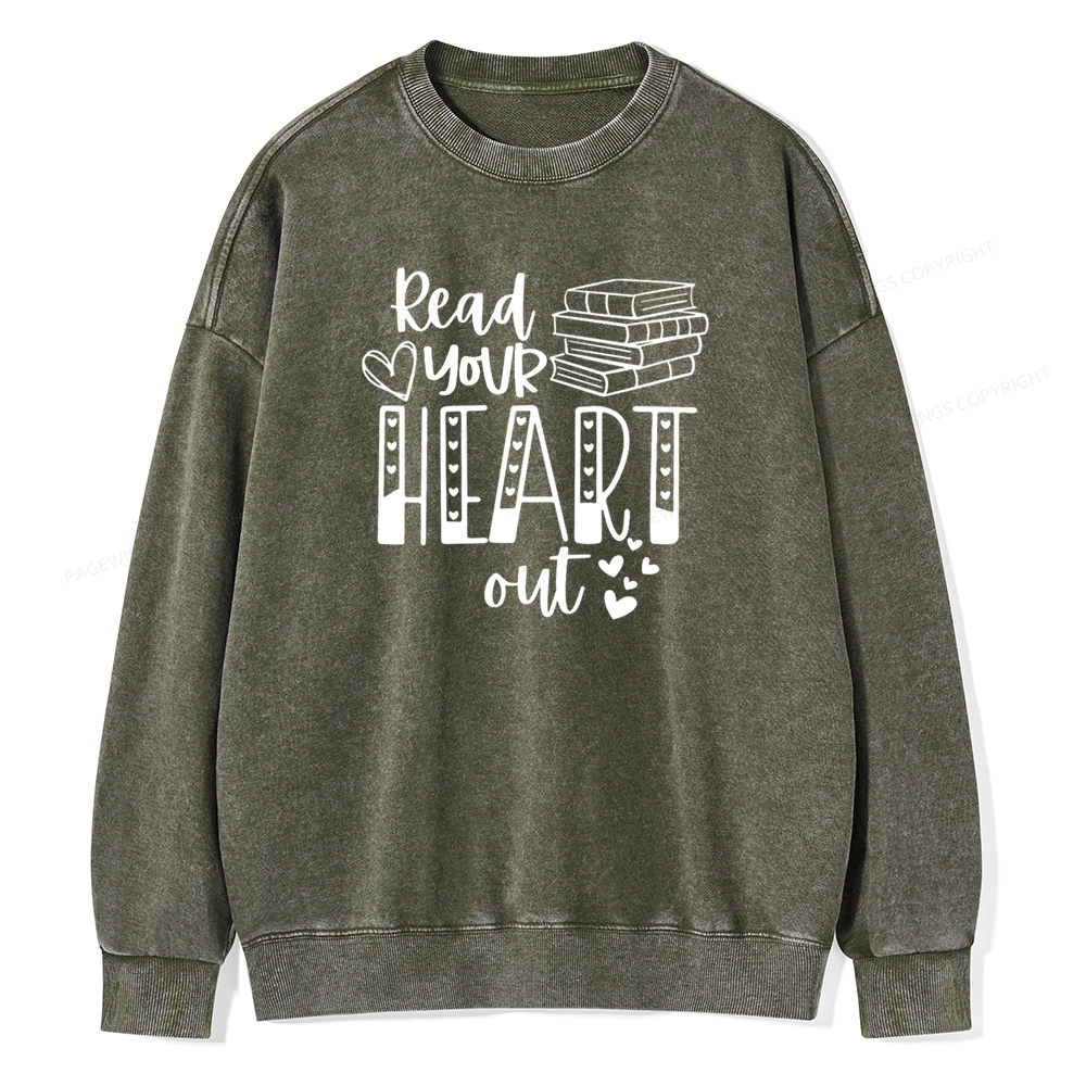 Pagewings Read Your Heart Out Book Unisex Washed Sweatshirt