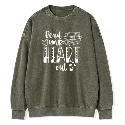Pagewings Read Your Heart Out Book Unisex Washed Sweatshirt