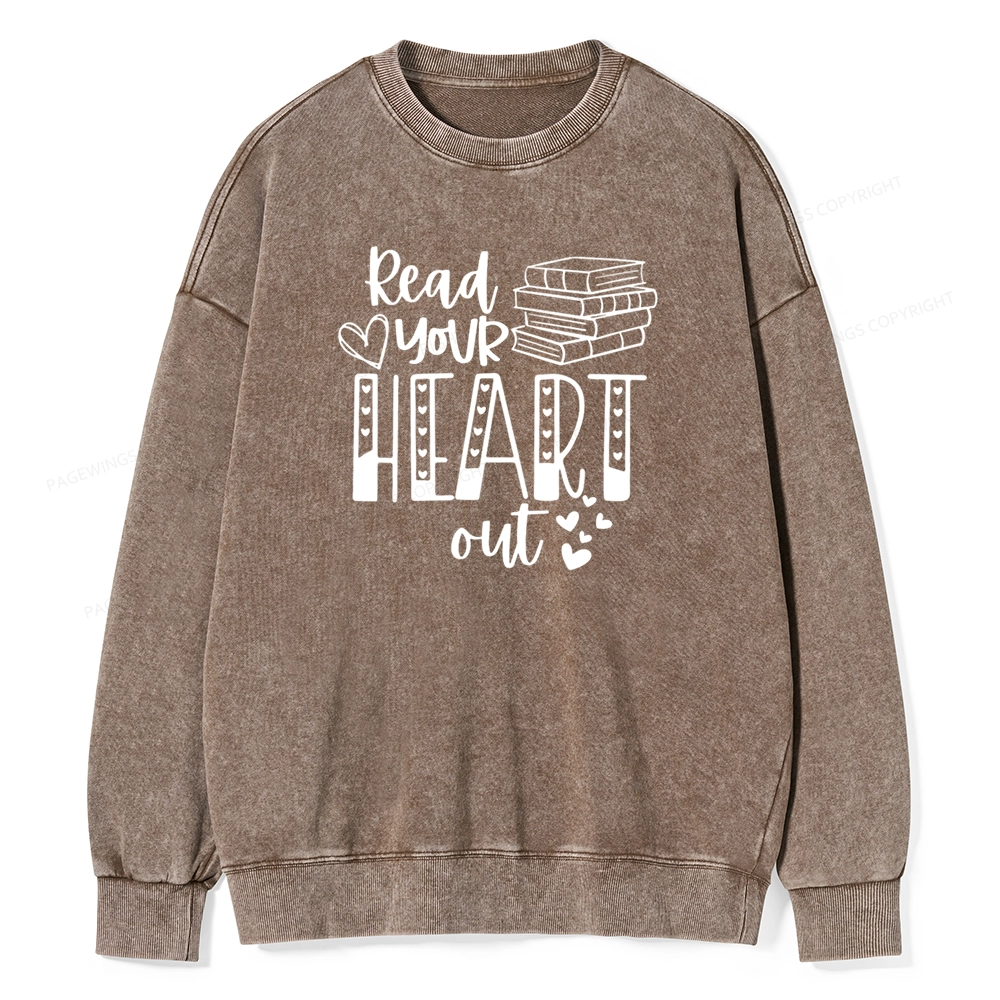 Pagewings Read Your Heart Out Book Unisex Washed Sweatshirt