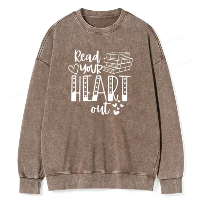 Pagewings Read Your Heart Out Book Unisex Washed Sweatshirt