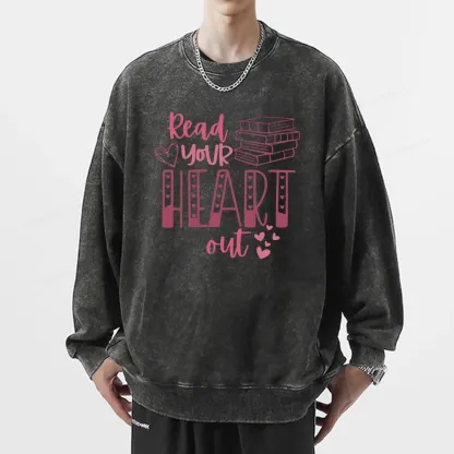 Pagewings Read Your Heart Out Book Unisex Washed Sweatshirt