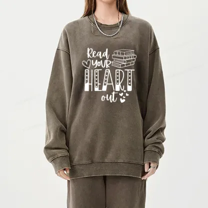 Pagewings Read Your Heart Out Book Unisex Washed Sweatshirt