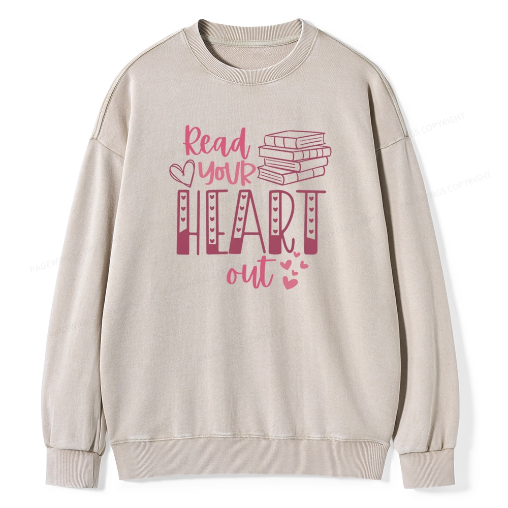 Pagewings Read Your Heart Out Book Unisex Washed Sweatshirt