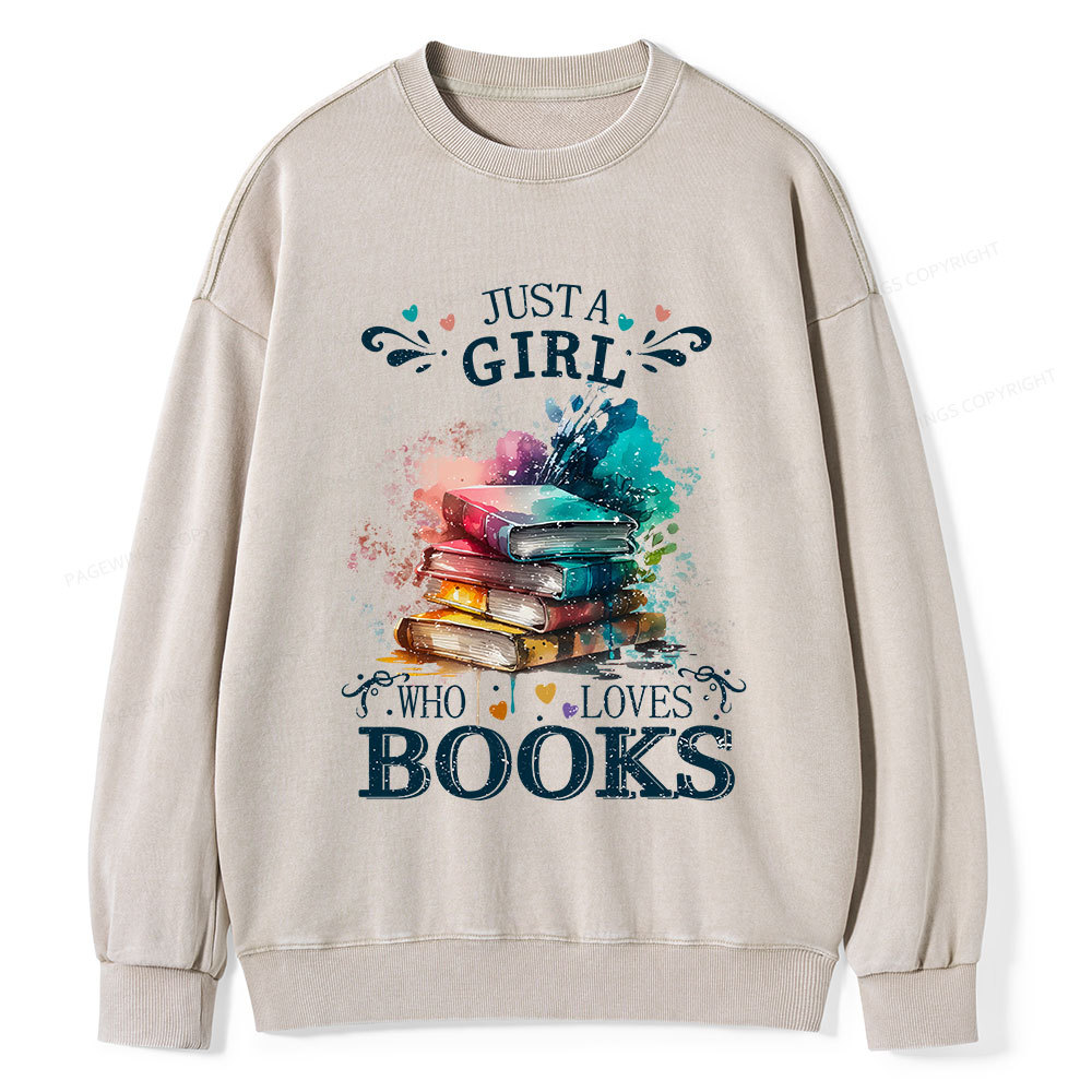 Pagewings Who Loves Books Unisex Washed Sweatshirt