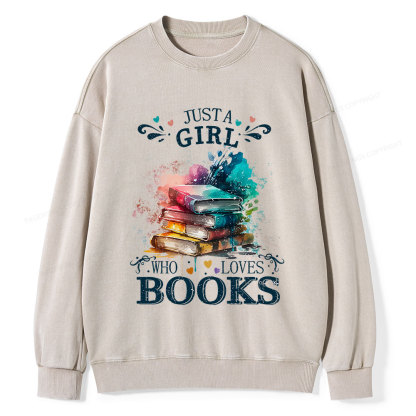 Pagewings Who Loves Books Unisex Washed Sweatshirt