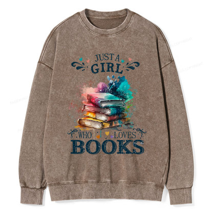 Pagewings Who Loves Books Unisex Washed Sweatshirt