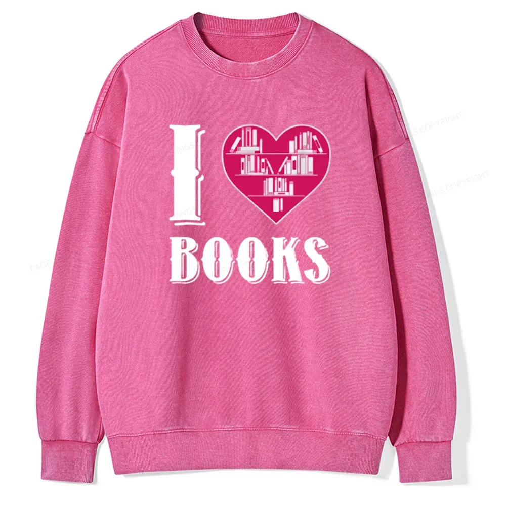 Pagewings Book T Shirts - I Love Book T Shirts T Shirts Unisex Washed Sweatshirt