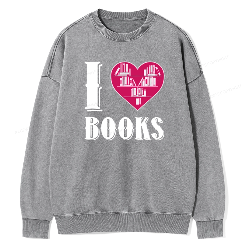 Pagewings Book T Shirts - I Love Book T Shirts T Shirts Unisex Washed Sweatshirt