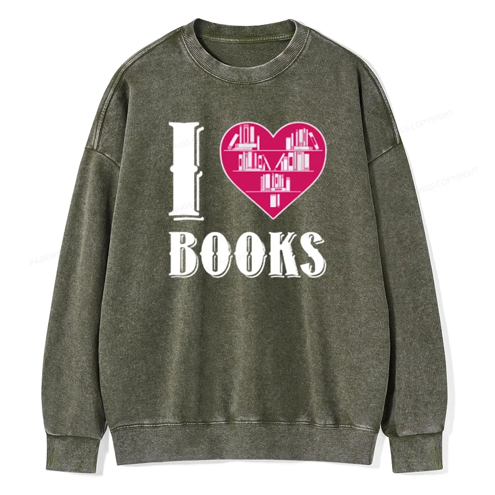 Pagewings Book T Shirts - I Love Book T Shirts T Shirts Unisex Washed Sweatshirt