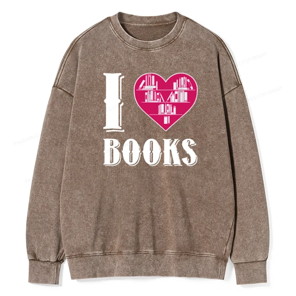 Pagewings Book T Shirts - I Love Book T Shirts T Shirts Unisex Washed Sweatshirt
