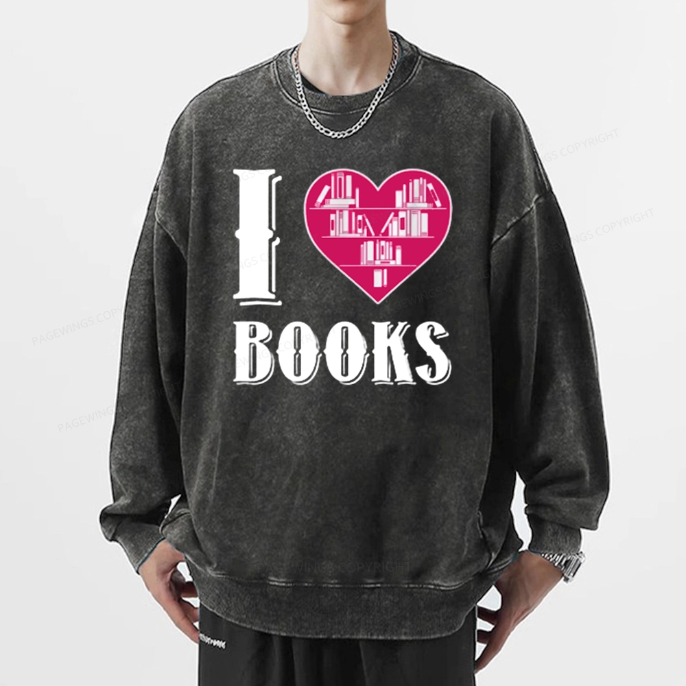 Pagewings Book T Shirts - I Love Book T Shirts T Shirts Unisex Washed Sweatshirt