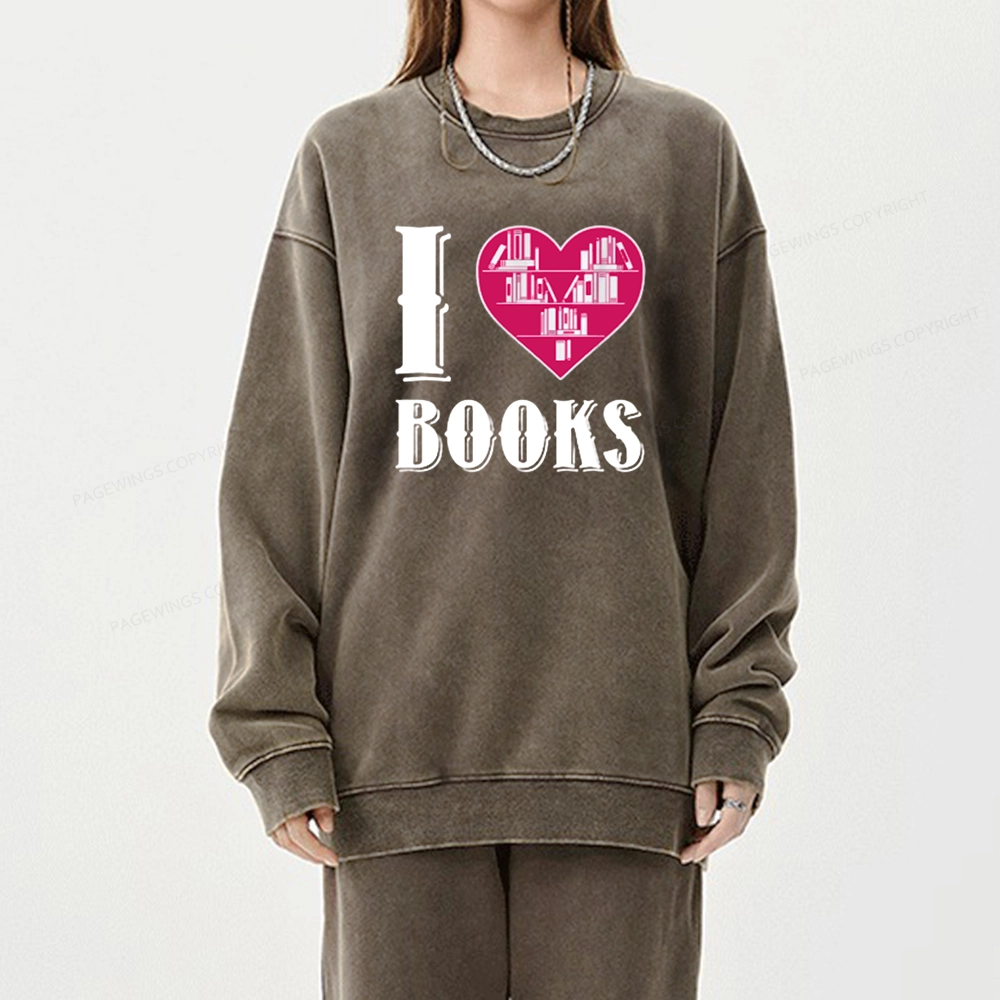 Pagewings Book T Shirts - I Love Book T Shirts T Shirts Unisex Washed Sweatshirt