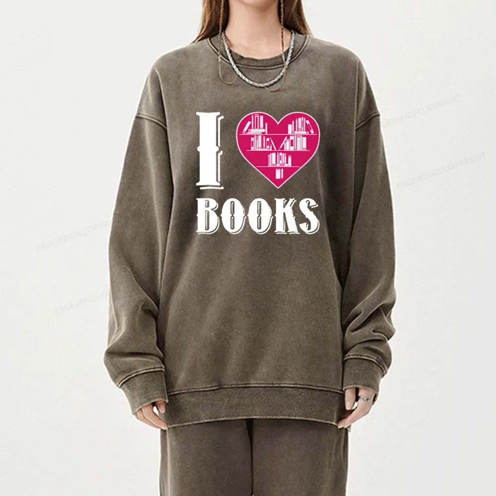 Pagewings Book T Shirts - I Love Book T Shirts T Shirts Unisex Washed Sweatshirt