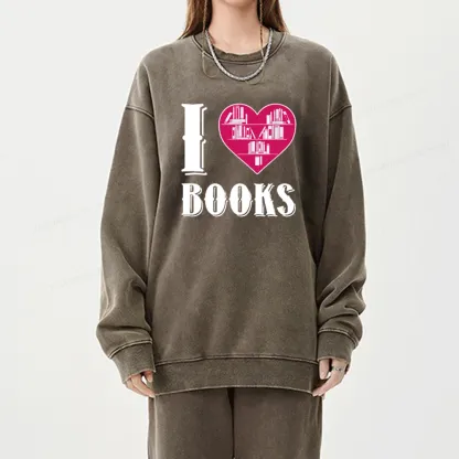 Pagewings Book T Shirts - I Love Book T Shirts T Shirts Unisex Washed Sweatshirt
