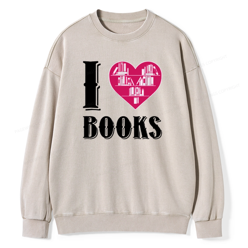 Pagewings Book T Shirts - I Love Book T Shirts T Shirts Unisex Washed Sweatshirt