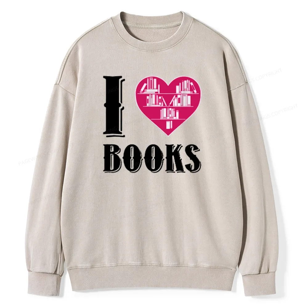 Pagewings Book T Shirts - I Love Book T Shirts T Shirts Unisex Washed Sweatshirt