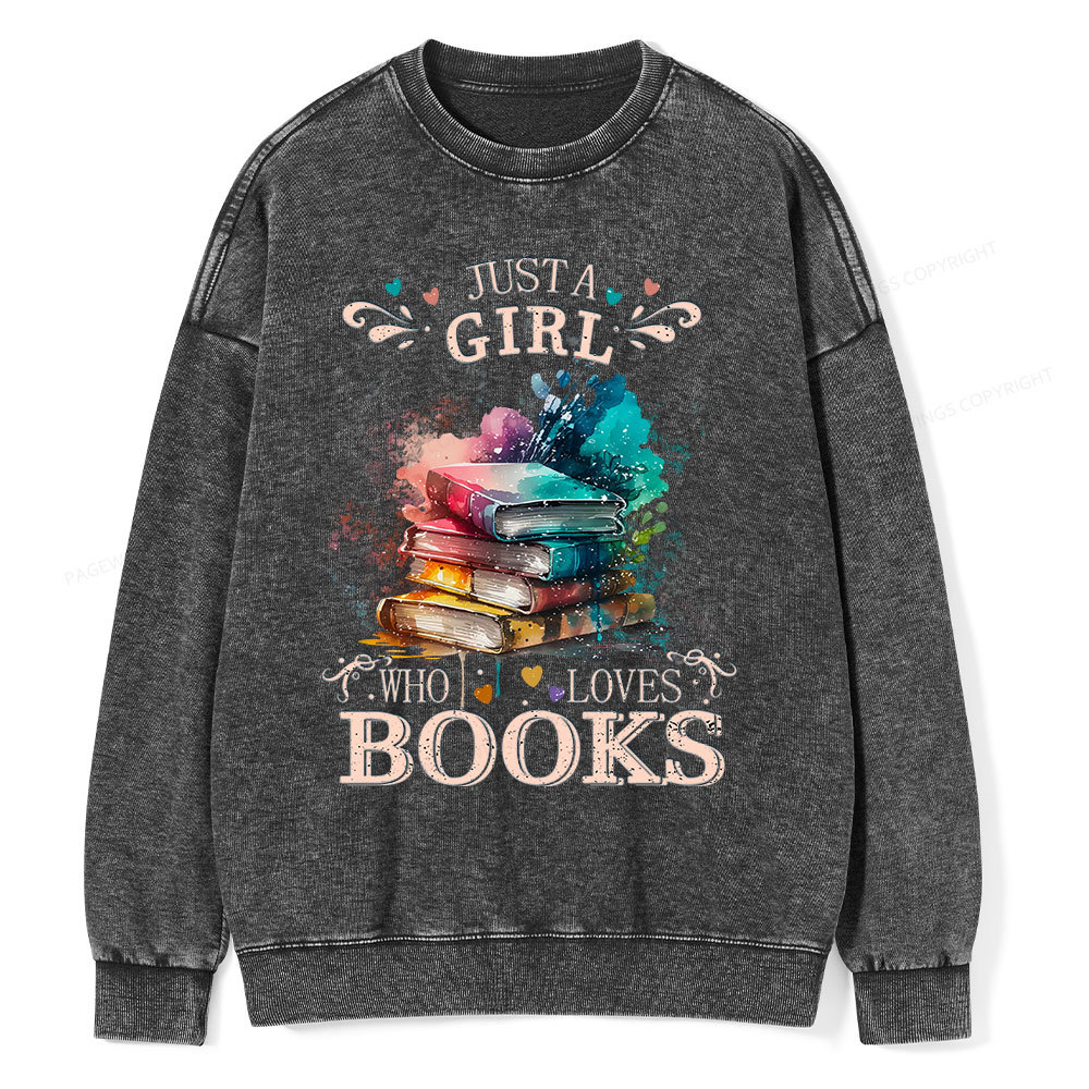 Pagewings Who Loves Books Unisex Washed Sweatshirt