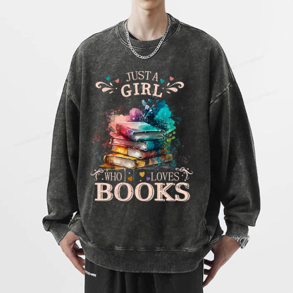Pagewings Who Loves Books Unisex Washed Sweatshirt