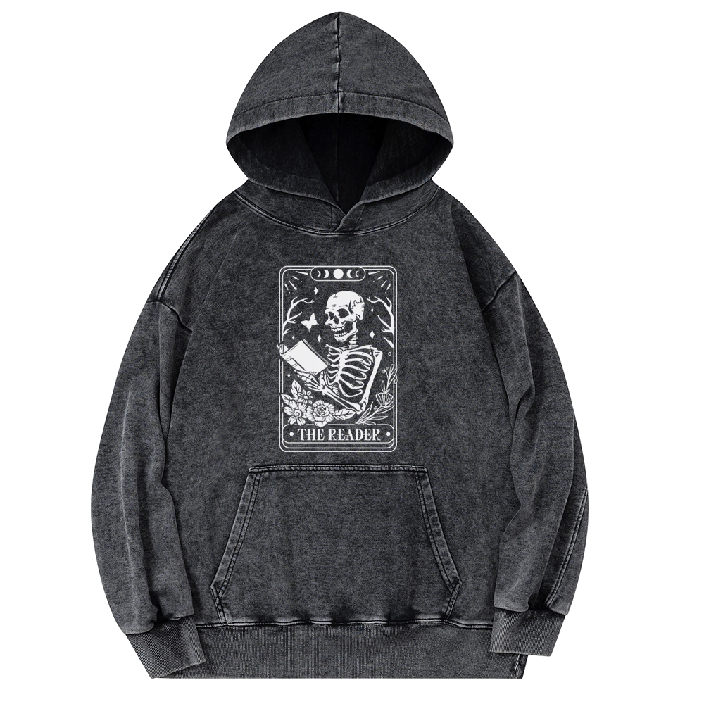 Pagewings Halloween The Reader Tarot Card Unisex Washed Hoodie